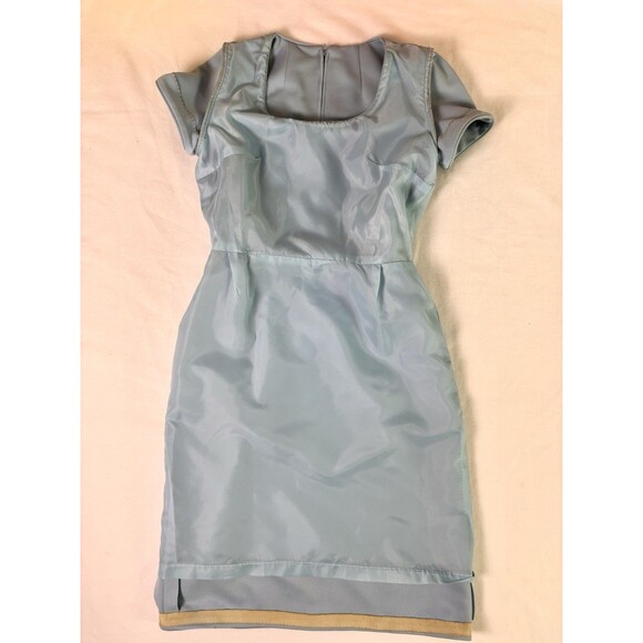 Vintage 1960s Lilli Ann Knit 2 Piece Dress Coat Set Powder Blue No Tag XS/S Midi - Picture 15 of 16